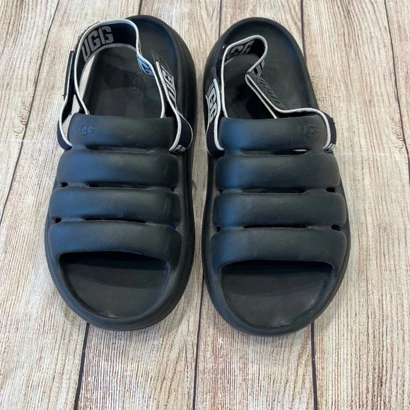 UGG Sport Yeah Black EVA Sandals Detachable Logo Strap Womens Slides 1126811 - Picture 2 of 7